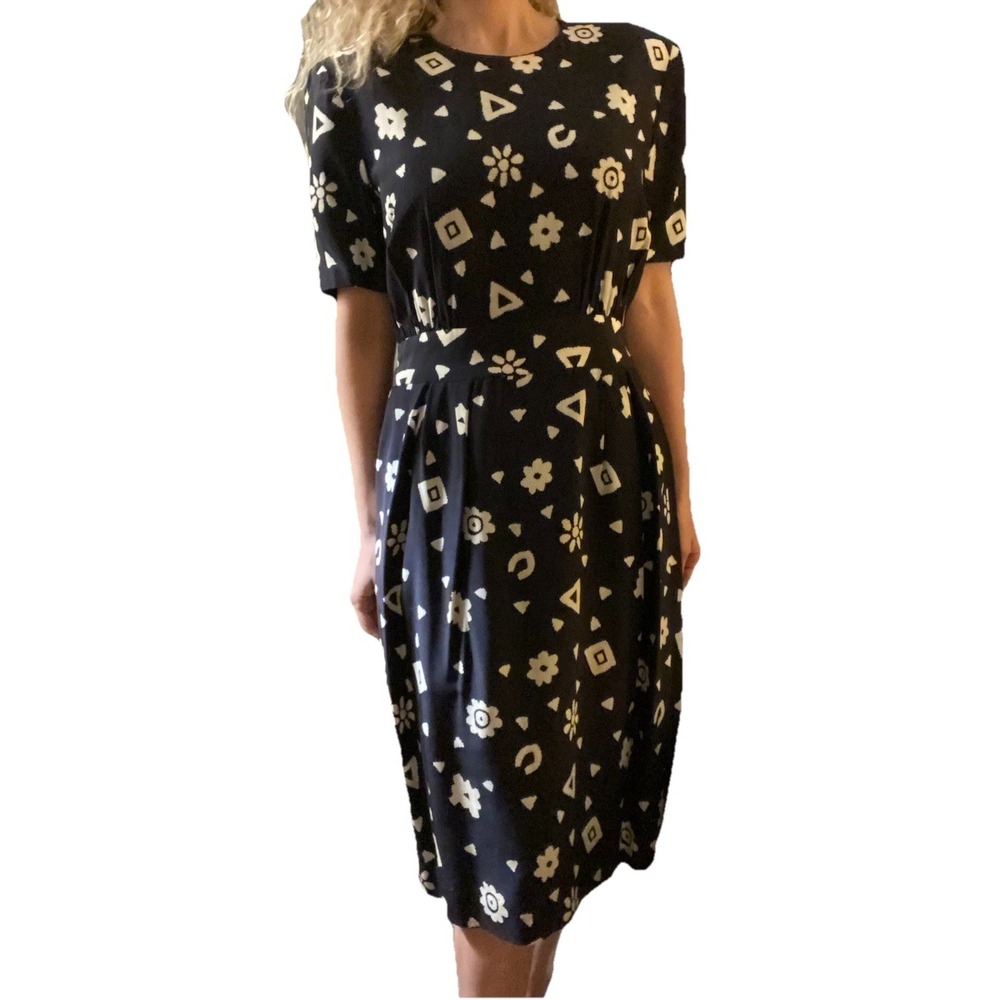 Vintage Saks Fifth Avenue Silk Print Dress S/M